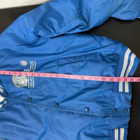 Vintage 90's Chalkline NFL Seattle Seahawks Satin Style Varsity Jacket - Picture 14 of 16